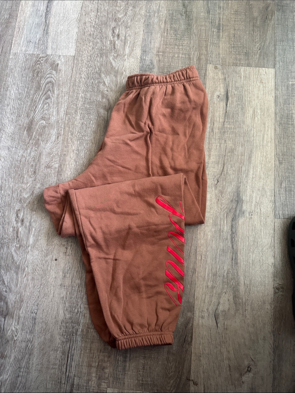 PINK Victoria's Secret Rust Brown Sweatpants with Red Script